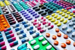 colorful assortment of pills in blister packaging