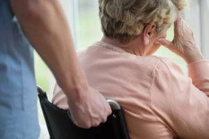 elderly woman on wheelchair