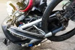 front motorcycle destroyed distorted