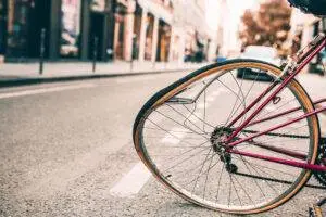 An example of damage done to a bike wheel after an accident. Our bicycle accident attorneys in the Bronx can help you cover the costs of repair.