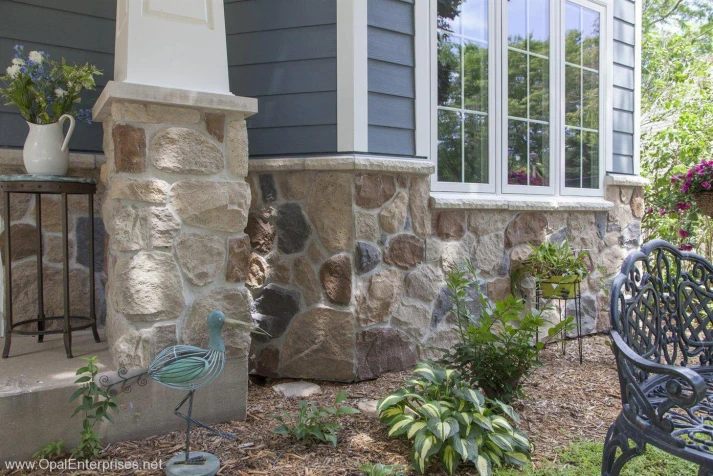 Stone siding accents on front of home in Naperville by Opal Enterprises #OpalCurbAppeal