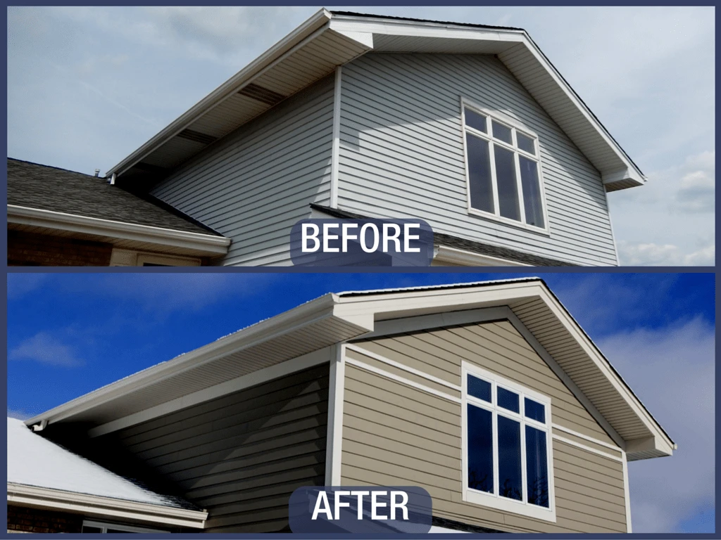 Before & After Lemont Home with Hardie siding Woodstock Brown