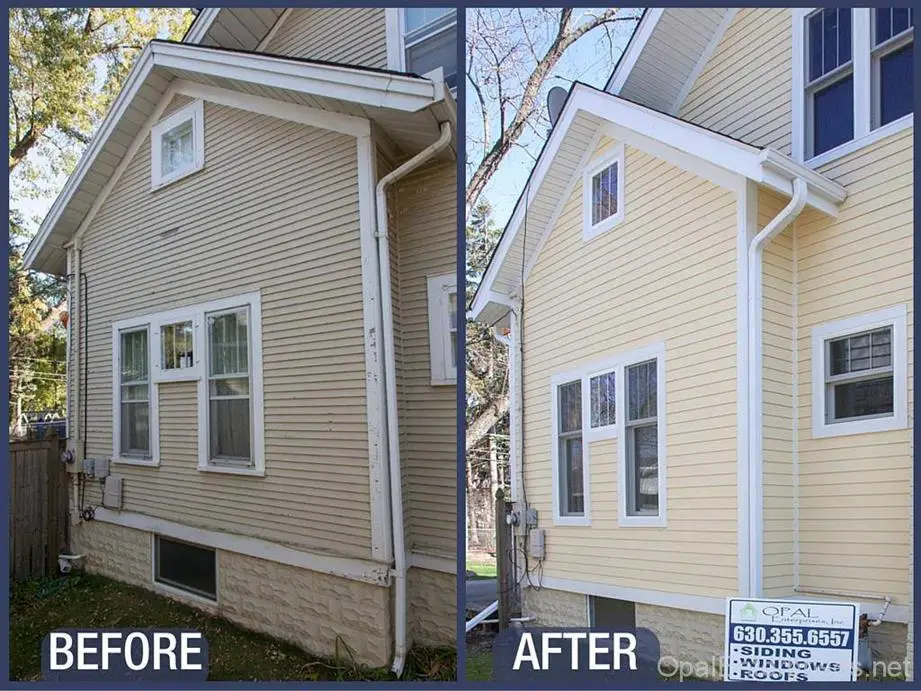 Before & After Woodland Cream James Hardie Siding and Beechworth Windows