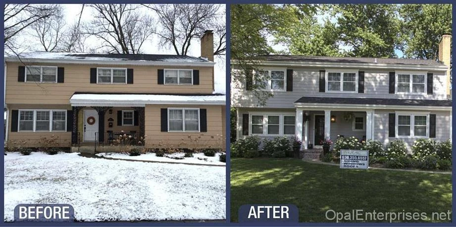 Before & After Pear Gray Siding in Glen Ellyn