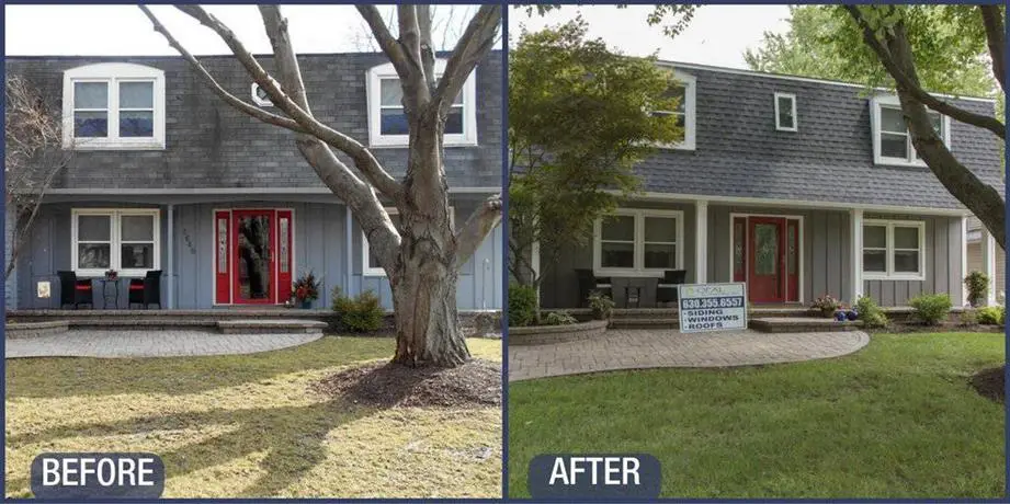 Before & After James Hardie Pearl Gray siding in Naperville Il