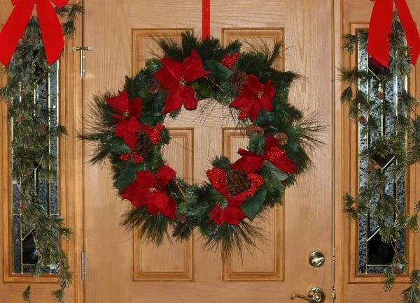 Christmas wreath on the front door