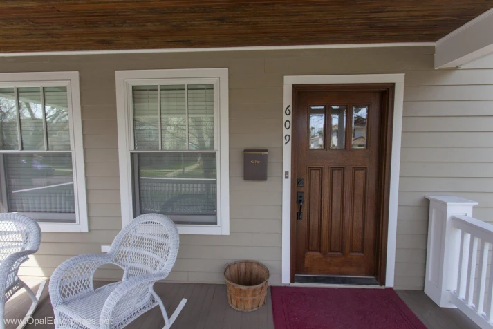 Front Porch Upgrade with Hardie board & wood porch ceiling #OpalCurbAppeal