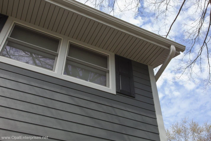 Looking up at James Hardie Iron Gray Siding