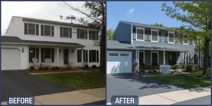 Hardie Board and Versetta Stone home renovation in Naperville