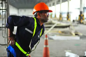 construction worker with hurt back