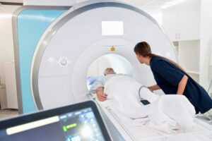 person getting brain scan in mri