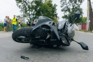 motorcycle on road after crash