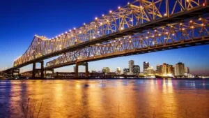 Skyline of New Orleans with tall buildings