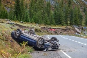 Aftermath of a rollover car accident