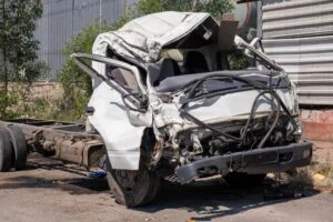 A truck after a fatal truck accident.