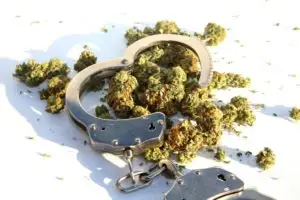 cannabis with handcuffs