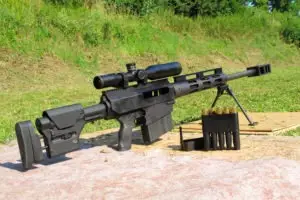 a 50 bmg rifle set up to fire