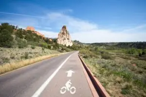 a road with a bike lane
