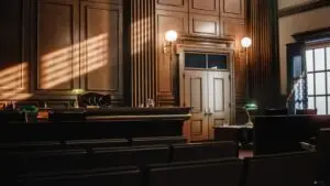 darkened courtroom