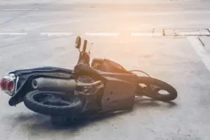 overturned motorcycle in road