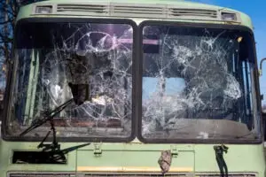 bus with broken windows