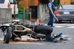 crashed motorcycle in the street