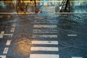 flooded crosswalk
