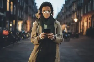 pedestrian on her cell phone