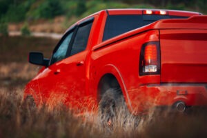 red pickup truck