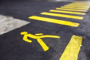 pedestrian crossing with yellow markings