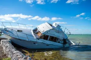post storm ship-wrecked boat