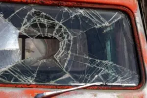 truck with smashed windshield