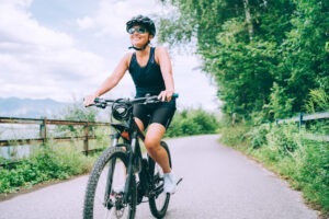 woman biking