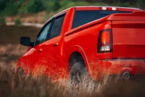 red pick-up truck