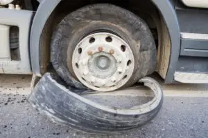 18-wheeler with flat tire