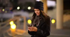 woman ordering a rideshare