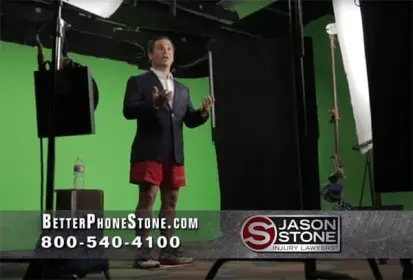 Boston injury attorney Jason Stone in a TV commercial