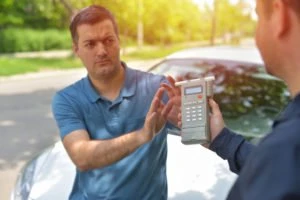 A man refusing a breath test.