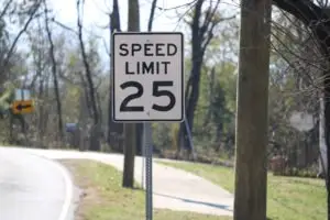 A 25 mph speed limit sign.