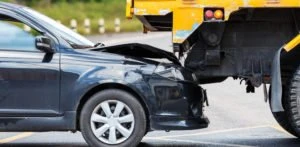 Truck with a damaged rear-end.