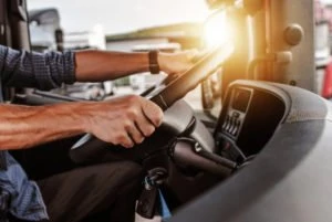 close-up of commercial driver’s hands