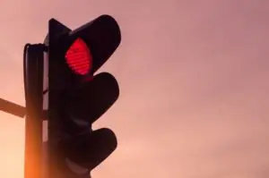 red light at sunset