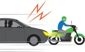 vector of a driver tailgating a motorcycle