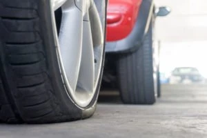 blown-out car tire