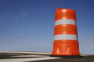 construction barrel in the road