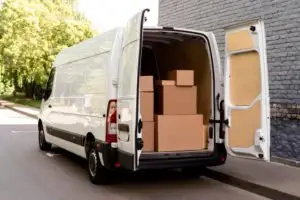 delivery van packed with boxes