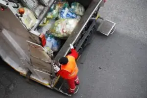 garbage truck at work