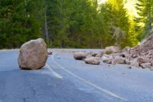 loose rocks in the road