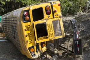 tipped-over school bus