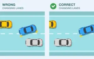 vector of right and wrong ways to change lanes